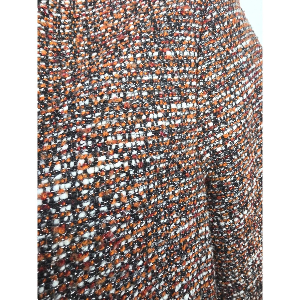 ASOS Tweed Blazer Jacket Orange Black White Textured Open Front SZ 0 - Picture 4 of 11